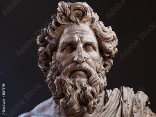 Dramatic portrait of an ancient greek or roman deity
