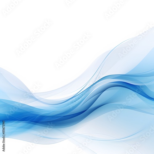 Abstract blue waves background on white background. Generative AI.