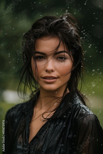 Mysterious woman in the rain