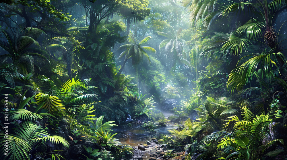 The tropical rainforest reveals nature beauty landscape