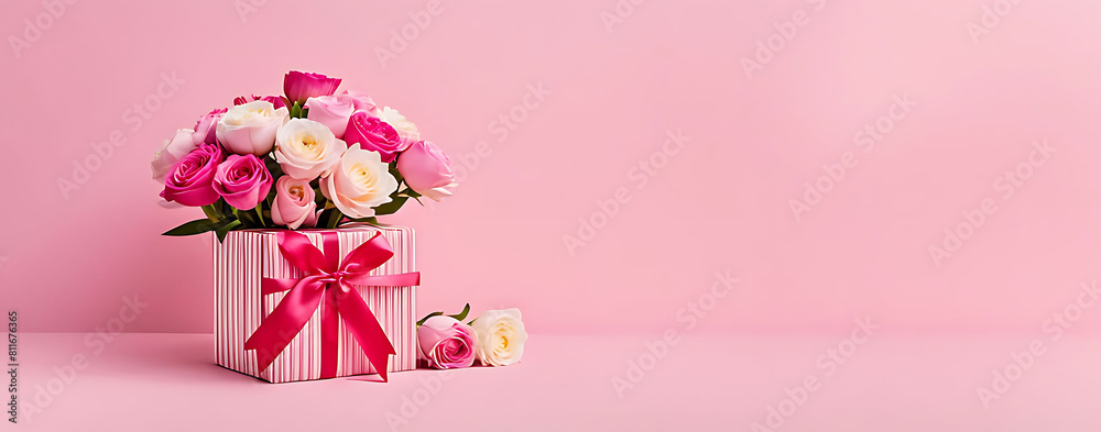 3D render happy Mother's Day banner with copy space. Celebrating Mother's Day with, heart and flowers DESIGN. 3D render happy Mother's Day banner with copy space. Celebrating Mother's Day with, heart and flowers DESIGN.