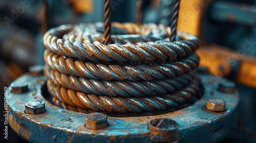 A closeup shot of a rebar tie wire spool in action, demonstrating the precision and accuracy needed for successful rebar lattice construction 8K , high-resolution, ultra HD,up32K HD photo