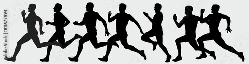 Set of runner. Runner running on isolated withe background. 