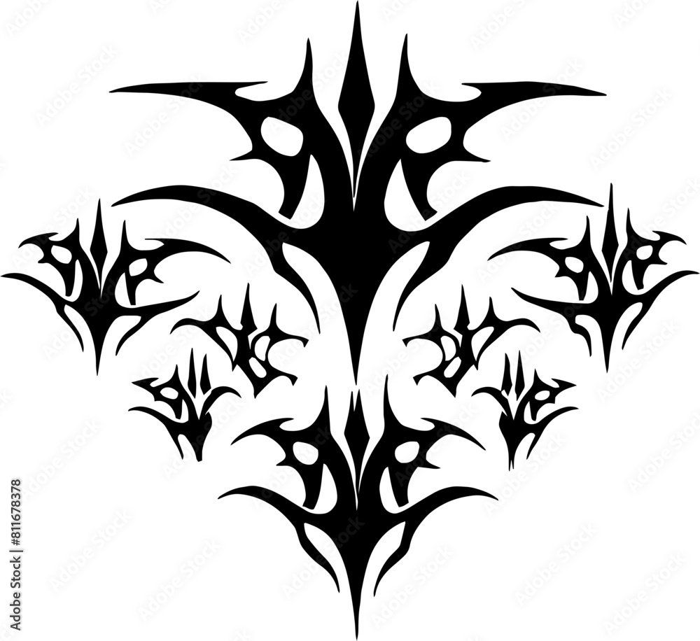 Obraz premium Unique Tribal Vector Shape - Gothic Y2K Sharp Element for Graphic Design and Artistic Project 