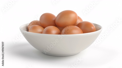 Eggs in a dish on a white background.