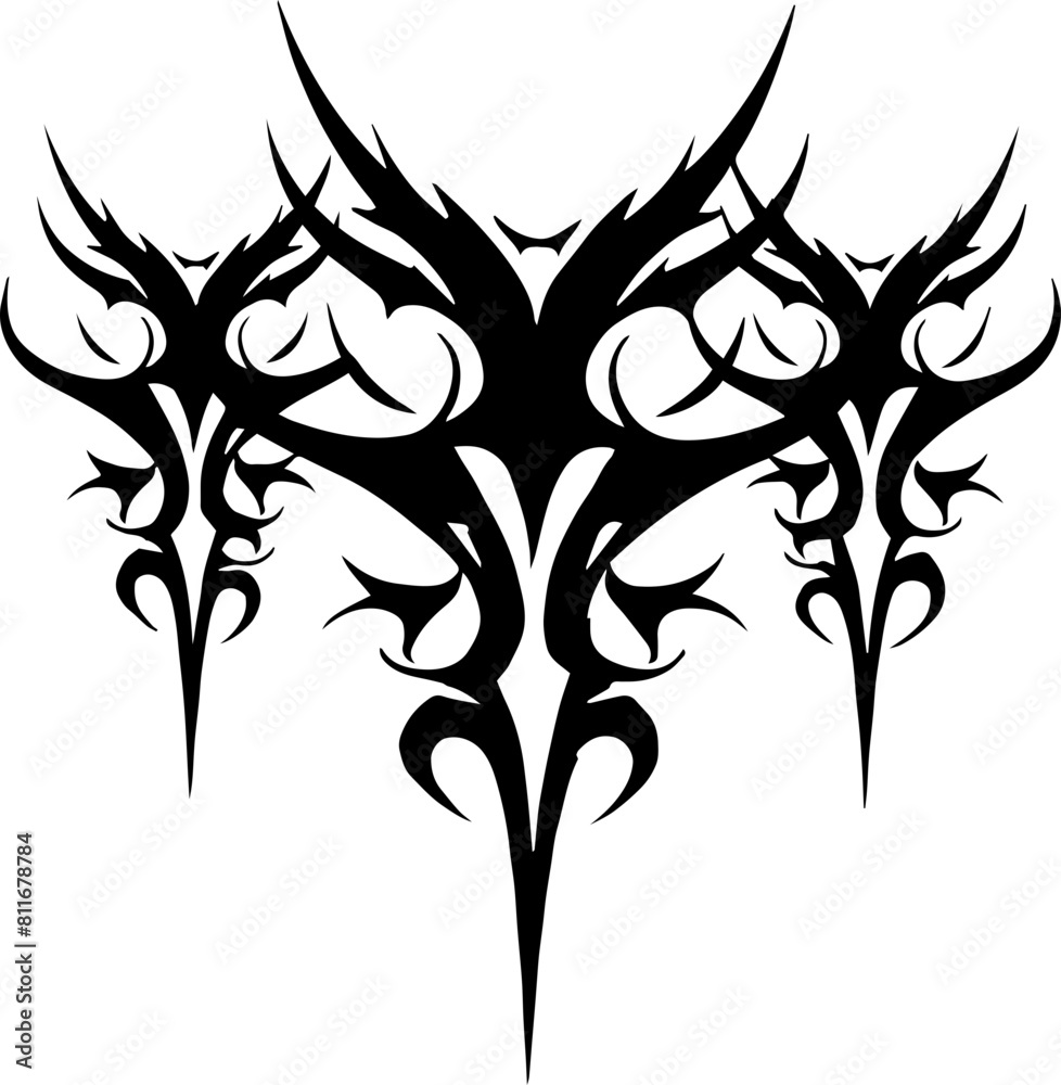 Obraz premium Unique Tribal Vector Shape - Gothic Y2K Sharp Element for Graphic Design and Artistic Project 