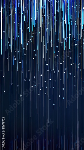 A columnar flow of bright blue and silver plexus lines cascading down a navy background  designed for a vertical layout with text space at the bottom for impactful messaging
