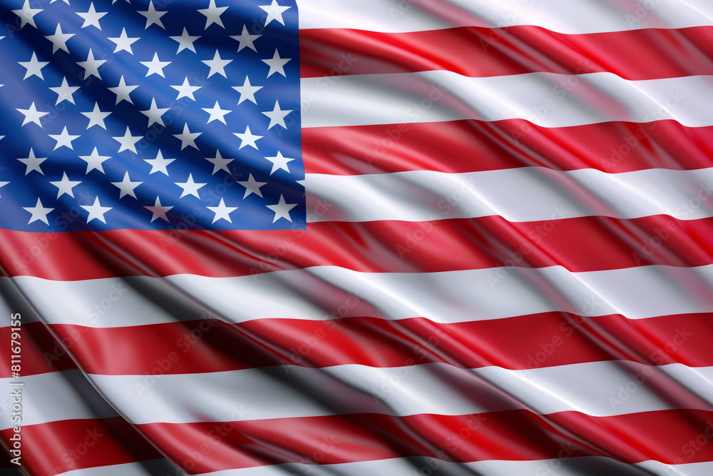 Obraz premium Patriot blue backdrop with the USA flag waving, a symbol of Memorial Day.