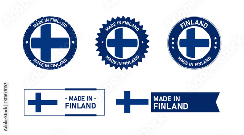 Finland flag, Made in Finland. Tag, Seal, Stamp, Flag, Icon vector