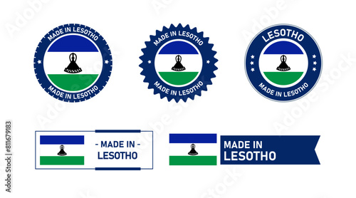Lesotho flag, Made in Lesotho. Tag, Seal, Stamp, Flag, Icon vector