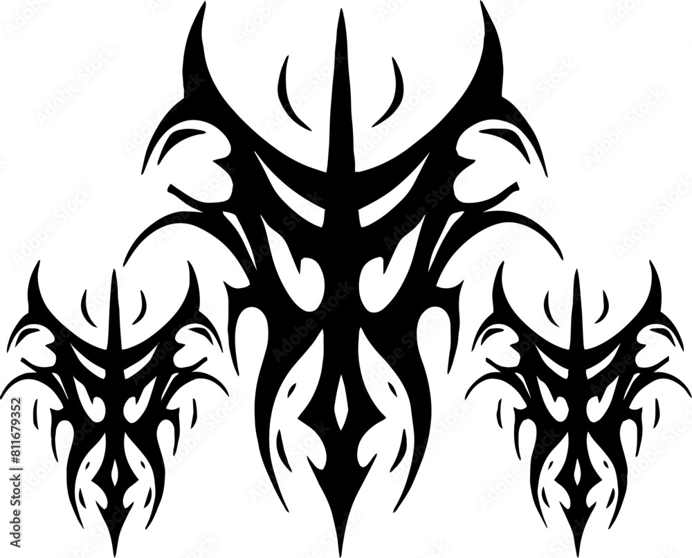 Obraz premium Unique Tribal Vector Shape - Gothic Y2K Sharp Element for Graphic Design and Artistic Project