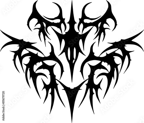 Unique Tribal Vector Shape - Gothic Y2K Sharp Element for Graphic Design and Artistic Project