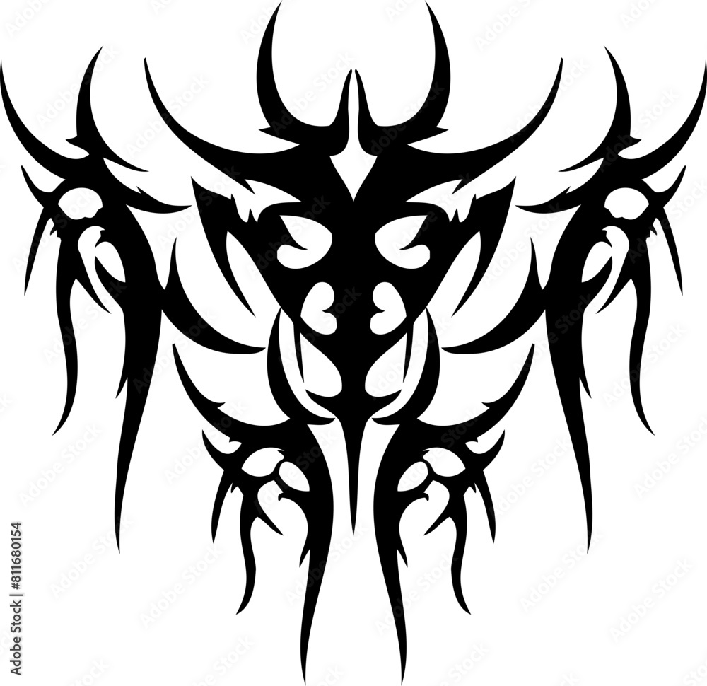Unique Tribal Vector Shape - Gothic Y2K Sharp Element for Graphic Design and Artistic Project Unique Tribal Vector Shape - Gothic Y2K Sharp Element for Graphic Design and Artistic Project