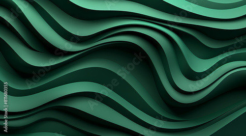 Green flowing waves with a smooth, silky texture create an abstract design for wallpapers or backgrounds photo