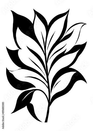 Botanical black and white pattern. Abstract plant shapes. Minimalist illustration for printing on wall decorations  for use in graphics  for tattoos. Generated by Ai