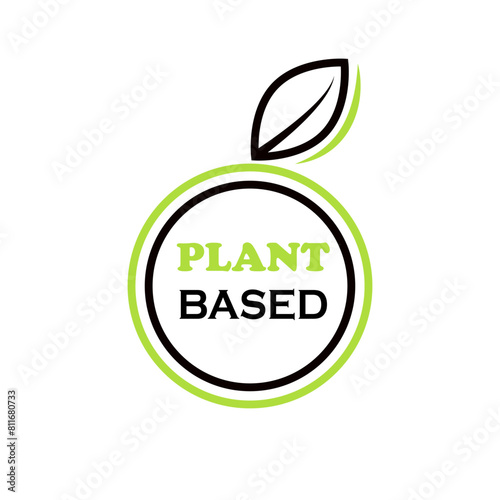 Vegan plant icon logo. Vegetarian plant symbol nature badge bio product eco label icon