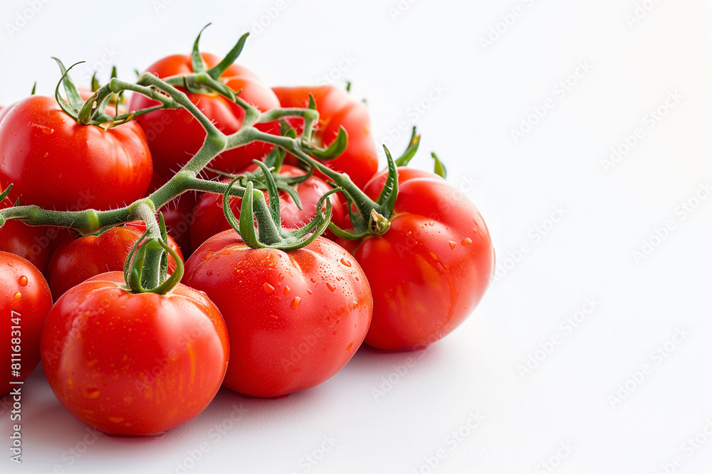 Tomatoes on a white background with copy space Tomatoes on a white background with copy space