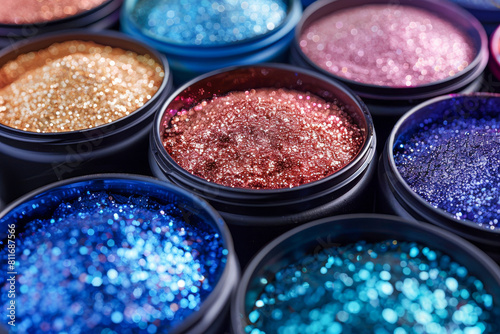 Colorful Glitter Eye Shadows in Various Shades for Makeup Artistry
