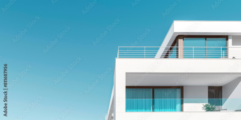 Modern Minimalist White Architecture with Blue Sky Modern Minimalist White Architecture with Blue Sky