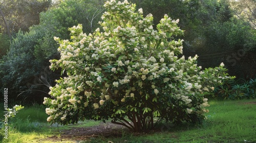 Melastoma candidum plant features upright shrubs or small trees that reach a height of up to 5 meters in its natural habitat photo
