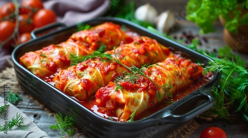 Cabbage Rolls with Tomato Sauce and Dill photo