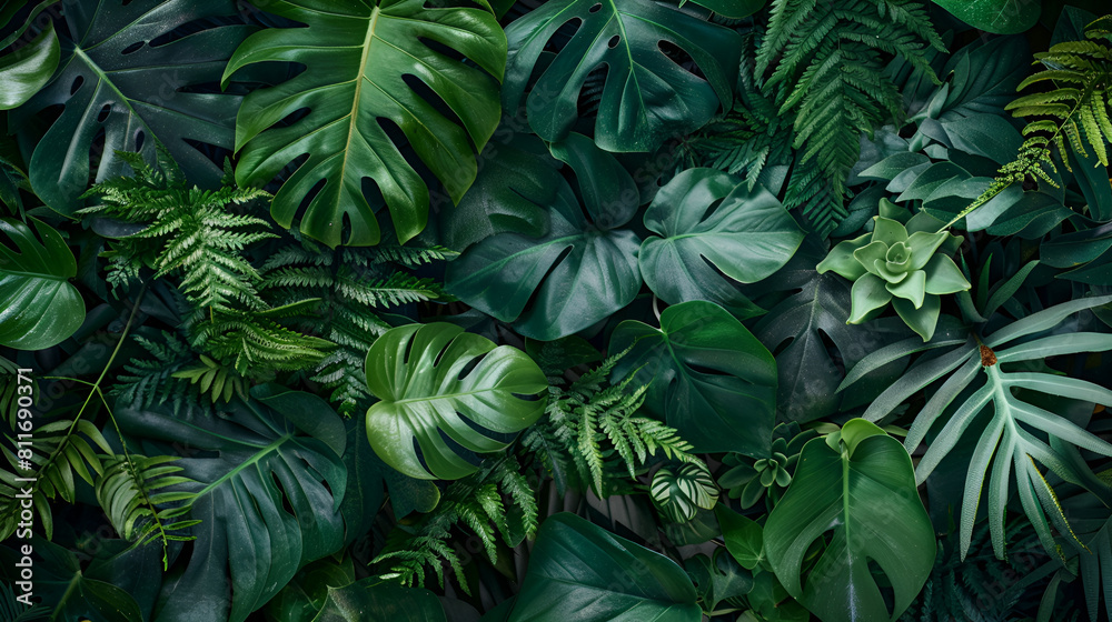 Jungle forest background
 .Generative AI