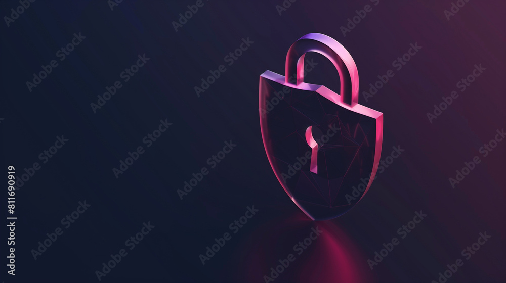 Shield with checkmark lock and negative space Shield with checkmark lock and negative space