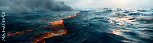 A fire is burning in the ocean photo