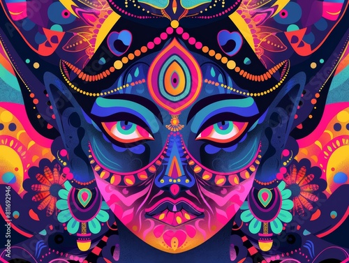 the face of a Hindu Goddess Kali