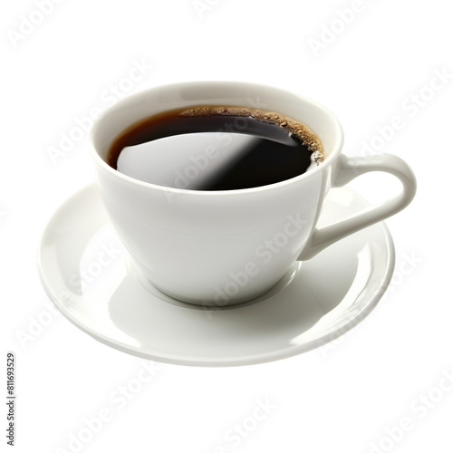 white coffee cup with black coffe isolated on white background