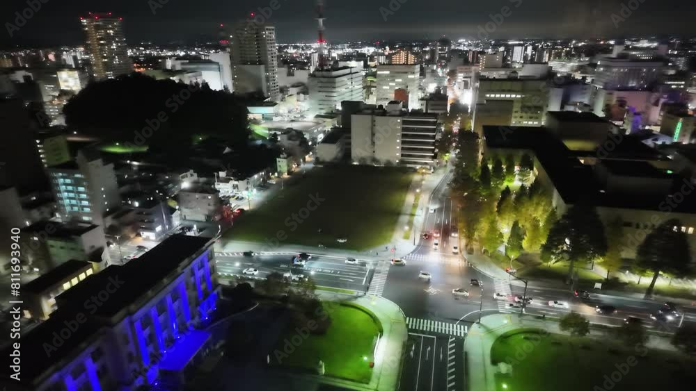 夜の道路の俯瞰タイムラプス