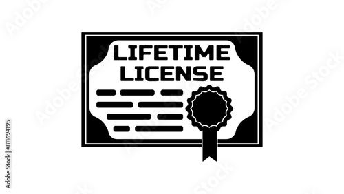 lifetime license emblem, black isolated silhouette
