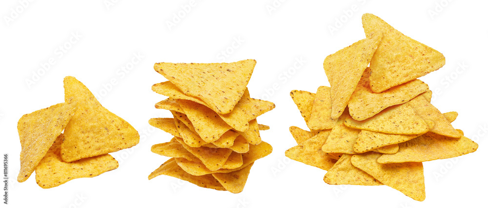 Set of delicious mexican nachos chips, cut out Set of delicious mexican nachos chips, cut out