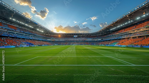 An empty football stadium field