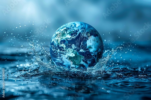 The earth is splashed with water.