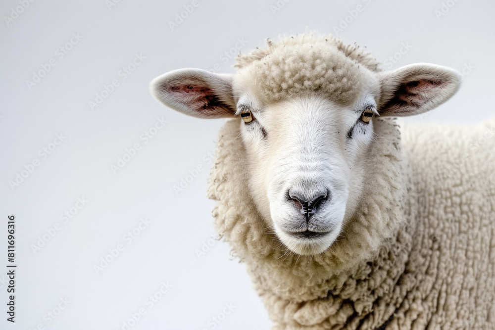 sheep face on white background