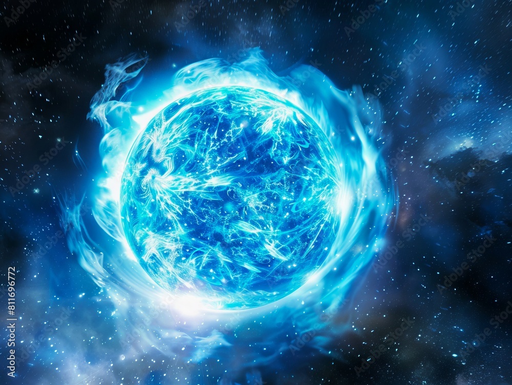 A blue star in space. A blue star in space.
