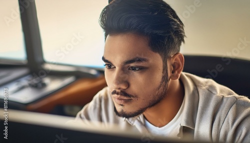 person watching tv in the office, businessman talking on phone, person watching tv in the office, portrait of a woman, a moody image of a person intensely focused on their computer screen, with a sing