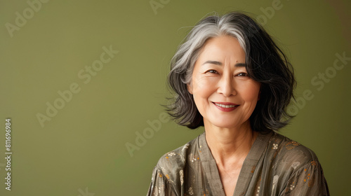 senior Japanese woman smiling photo