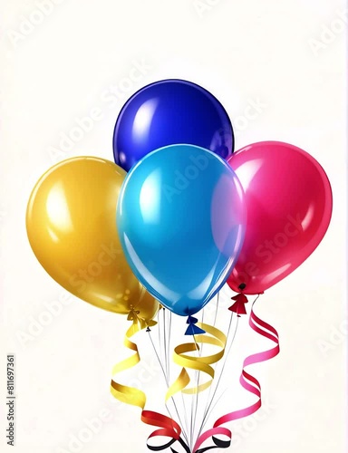 Happy birthday background design. A bunch of colorful multi-colored helium balloons. Vertical video.