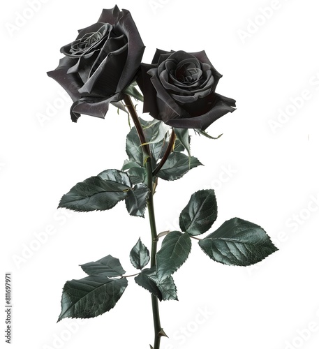 Black roses bouquet isolated on white background