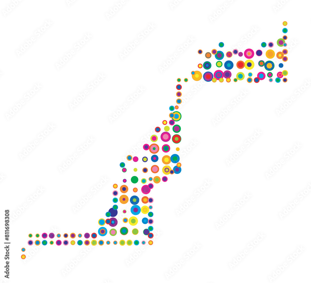 Abstract map of Western Sahara drawn with overlapping colored circles like sweets or candies Abstract map of Western Sahara drawn with overlapping colored circles like sweets or candies
