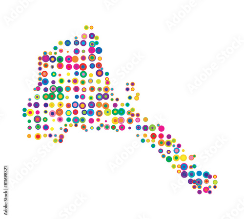 Abstract map of Eritrea drawn with overlapping colored circles like sweets or candies
