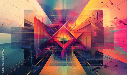 Dimensional Exploration Building an Abstract Illustration Background. Generative Ai