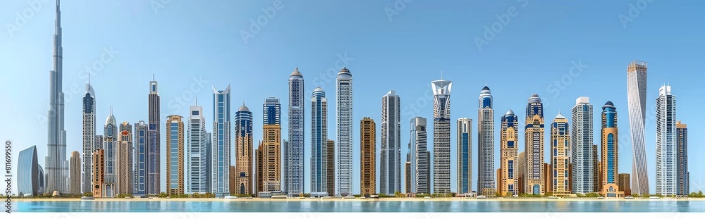 Obraz premium Skyscraper set, white background, high rise, super tall, giant skyscraper collection, apartment, perspective, contemporary, 3D, bank, property, real estate, smart，Contemporary High-Rise Skyscraper 