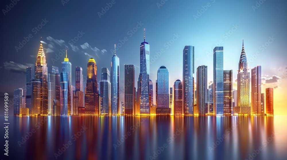 Obraz premium Skyscraper set, white background, high rise, super tall, giant skyscraper collection, apartment, perspective, contemporary, 3D, bank, property, real estate, smart，Contemporary High-Rise Skyscraper 