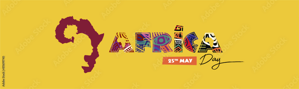 Africa day horizontal banner template with ethnic pattern and tribal silhouette. Africa day horizontal banner template with ethnic pattern and tribal silhouette.