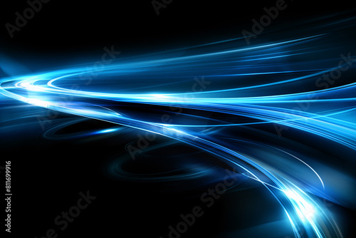 Blue abstract background with lines and swirls