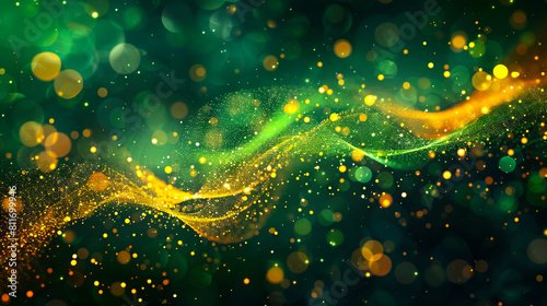 A green and gold background with sparkles.