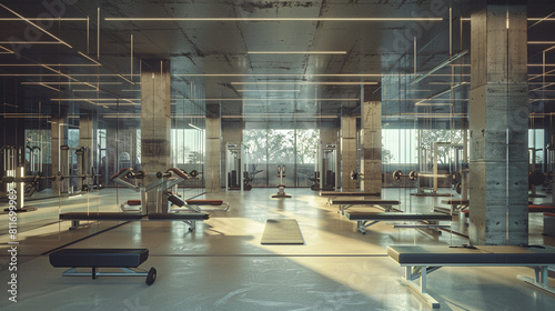 Mirrored walls reflecting your determination as you tackle the squat rack. photo